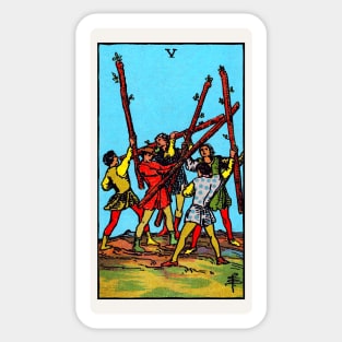 Card #26 - Five Of Wands - Rider Waite Smith Tarot Sticker